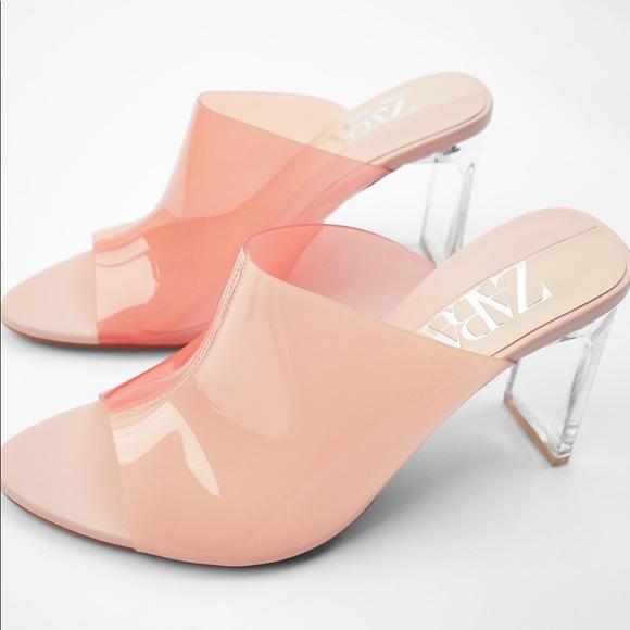 ZARA VINYL METHACRYLATE HEELED SLIDES